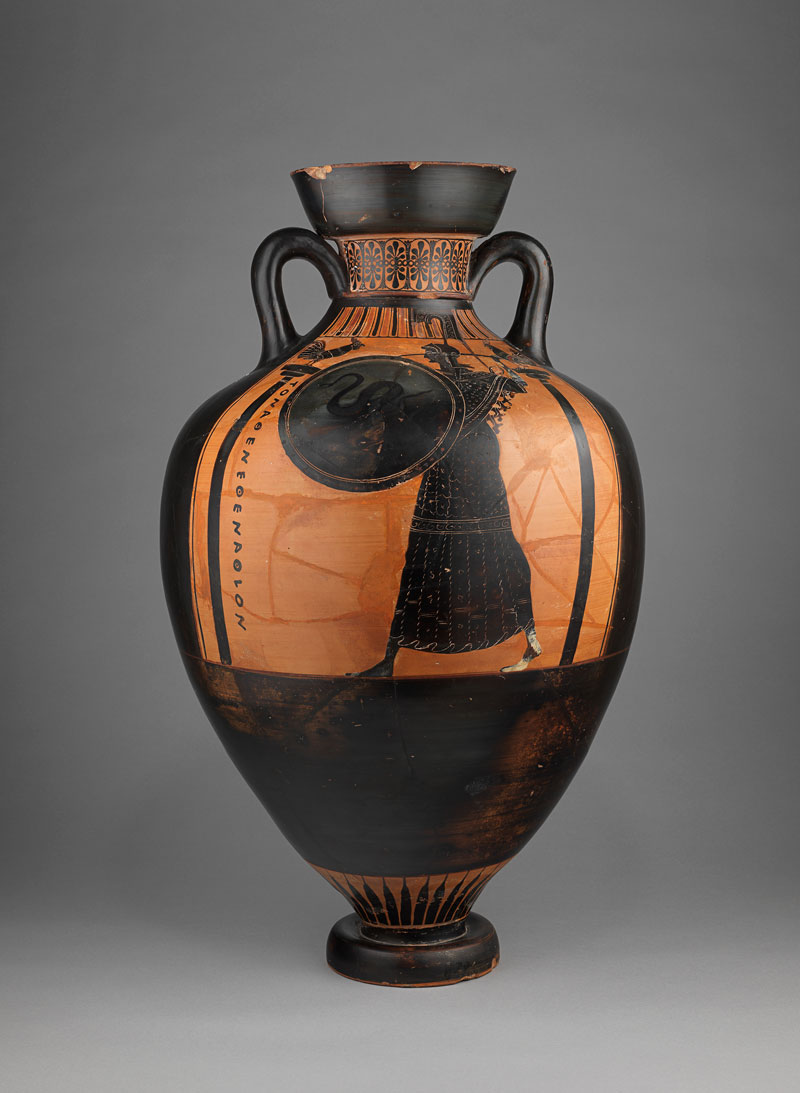 919.5.148 κύρια όψη Attic black figure Panathenaic amphora showing Athena Promachos and athletes in a foot race