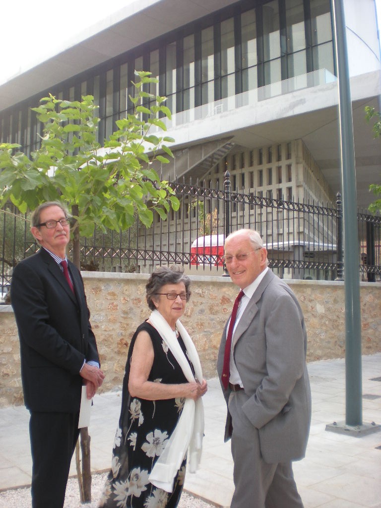 Professor Anthony Snodgrass, Eleni Cubitt and Chris Price of the British Committee arriving at the New Acropolis Museum in June 2009