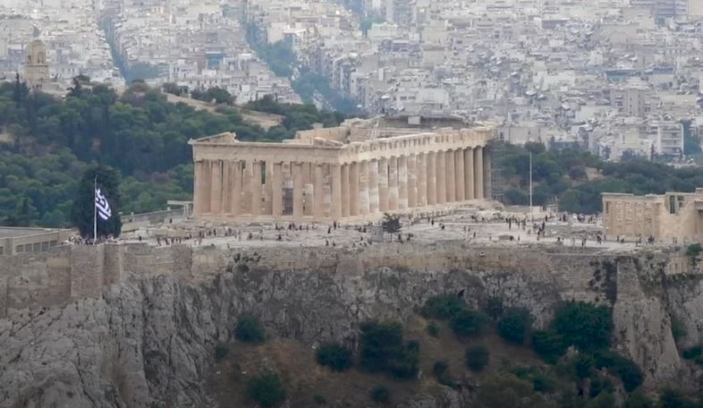 livesay report view to Acropolis and flag
