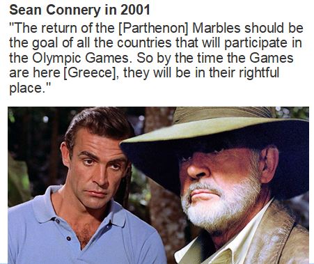 Sean Connery, a supporter for the reunification of the Parthenon Marbles