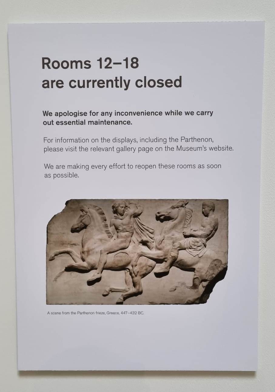 Closure of Room 18 BM sign