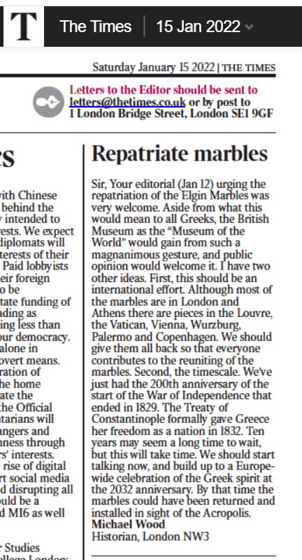 Michael letter Times 15. 01. 2022