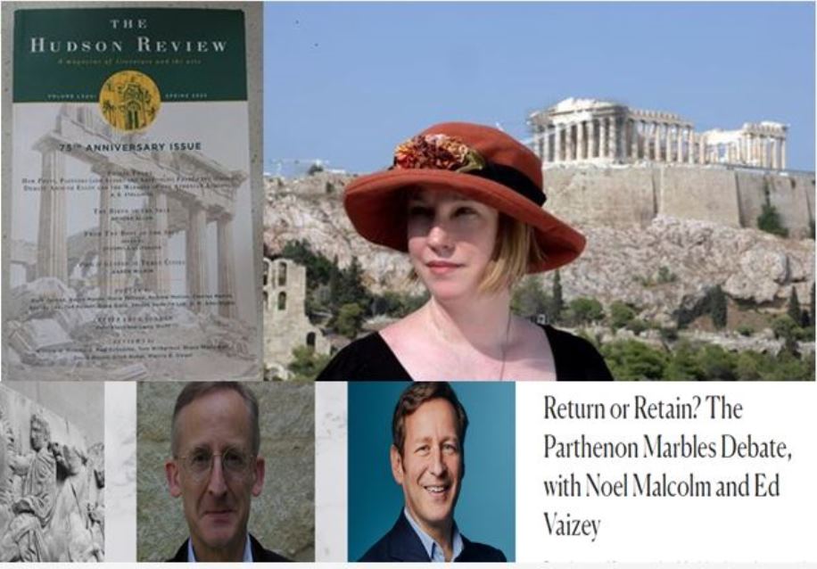 The Hudson Review, Alicia Stalling and the Parthenon Marbles, plus the Intelligence Squared debate